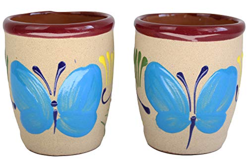 2 Mexican mugs handmade Tazas artesanales pintadas a mano cada pieza es única Blue