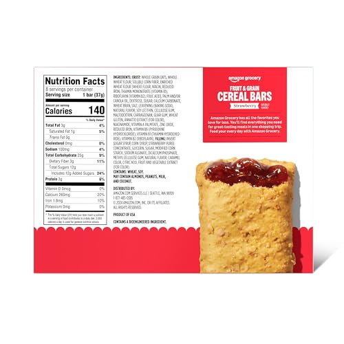 Amazon Grocery, Fruit & Grain Cereal Bars, Strawberry, 10.4 Oz, 8 Ct (Previously Happy Belly, Packaging May Vary) - Image 3