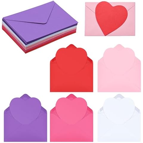 YIXAXKAO 50 Set Valentines Day Cards with Envelopes Blank Valentines Day Cards Blank Heart Paper Cutouts Hearts Valentine Greeting Cards with Envelopes for Classroom Exchange(colorful) Cover