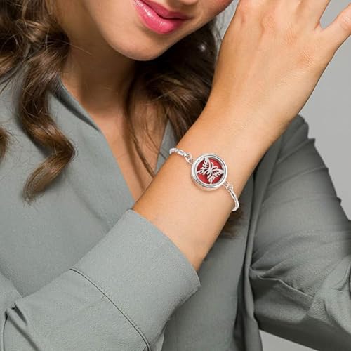 Essential Oil Diffuser Bracelet Aromatherapy Locket Adjustable Bracelet Stainless Steel Butterfly Bracelet with 10 Pcs Refill Pads for Women Girls - Image 5