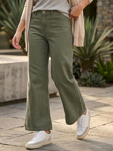 Image of Urbano Fashion Women's High Rise Regular Fit Wide Leg Washed Jeans