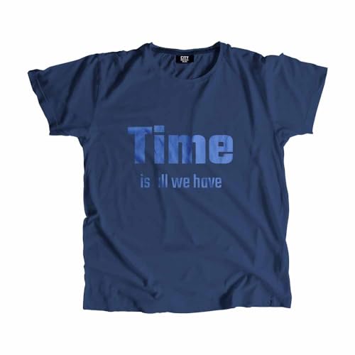T-shirt Navy Blue du week-end décontracté Time is All we Have en terrasse