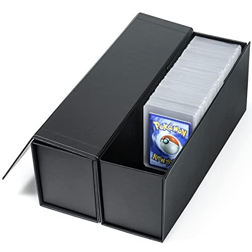 Trading Card Storage Box, Baseball Card Storage Box Holds 900+ Sport Cards or 200 Top Loaders, Fits Football, Basketball, Hockey, Gaming & Trading Cards, 13x4x3 inches - Vertical Version - 2 Pack