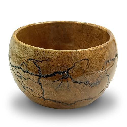 AYZCORP Fractal Burn Wood Bowl - Decorative Mango Wood Bowl