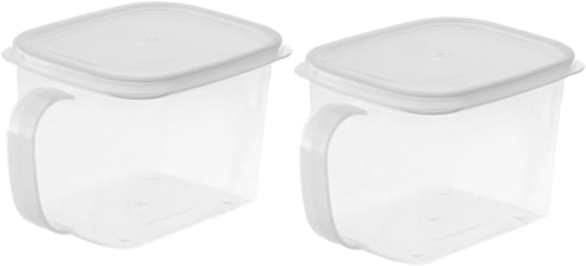 2pcs Storage Box with Handle Food Containers with Lids Pantry Container Fridge Food Container Plastic Dinnerware Kitchen Food Storage Container Pet Pp Snack Refrigerator re-usable