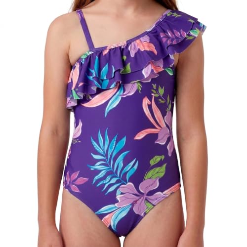 Image of Kanu Surf Girls Morgan Floral Ruffle 1-Shoulder 1-piece Swimsuit