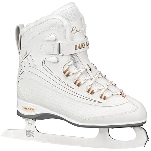 Lake Placid Everest Women's Ice Skate, White/Gold, Size 7