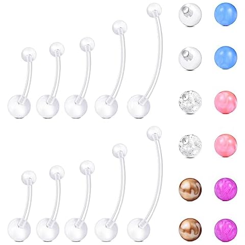 Longita Clear Belly Button Rings Plastic Belly Button Rings Plastic Belly Rings for Sports Surgery Pregnancy Belly Button Rings Cover