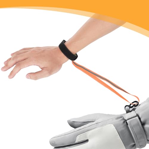 Image of BOXOB 4pcs Ski Glove Leashes, 12.3x10 Inch Glove Straps Reflective Wrist Leashes Handcuffs Adjustable Non Lost Wrist Straps
