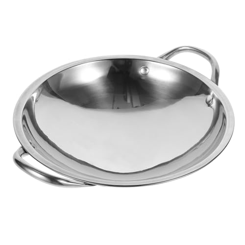 Wok de acero inoxidable con doble asa 23x22x5 cm miniatura 1