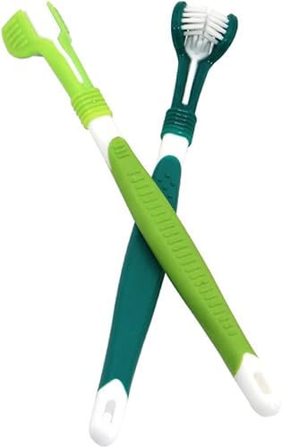 Miniatura 3 de Mipcase Cepillo de dientes triple de limpieza para perros, cuidado de la cabeza, mango de gatito pequeño, suministros para los dedos, pelo de perro