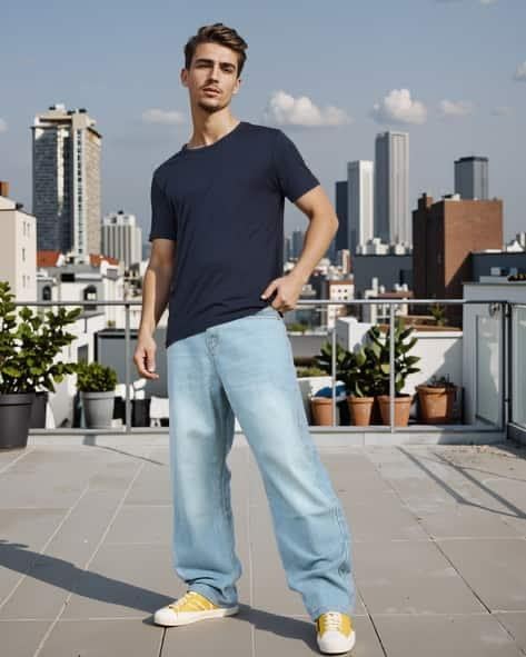 Image of M Q Denim Men Loose Fit Denim Jeans | Whisker Spray | Mid Rise & Pure Cotton | Daily Casual Wear