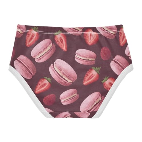 Wusikd Pink Macarons Strawberries Girls' Underwear Cotton Maroon Girls Briefs Soft Toddler Underwear 2T2