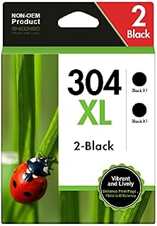 SHEENGO 304XL Black Ink Cartridges, 2 PACK XL High Capacity Remanufactured Cartridges for HP 304 XL for Envy 5030 5010 5020 5032 for Deskjet 2630 2620 2622 2632 2633 2634 3720