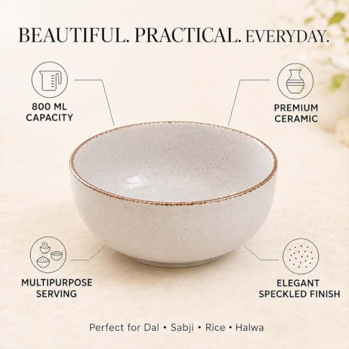 Image of The Earth Store Lavender Marble Serving Bowl - 800ML Ceramic Bowl Set of 2 | Microwave & Dishwasher Safe Ceramic Serving Bowl for Home, Gifting & Restaurants