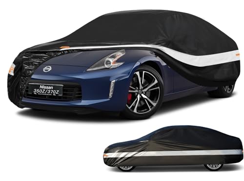 Image of 10 Layers Car Cover Custom Fit for 350Z 370Z Z (2002-2025), Waterproof All Weather for Automobiles, Outdoor Full Cover Sun Dust Rain Protection with Cotton. Black