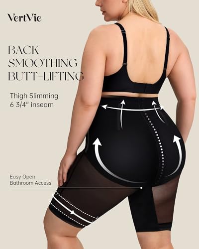 Image of Vertvie Shapewear for Women Tummy Control High Waisted Shapewear Shorts Targeted Compression Body Shaper Bathroom Friendly