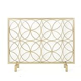 Christopher Knight Home Valeno Single Panel Iron Fireplace Screen, Gold