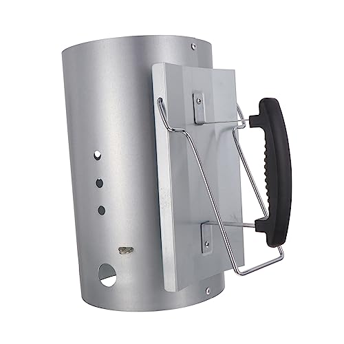 ibasenice Accenditore a Carbone Barilotto Accensione Barbecue Manico Nylon Isolante Termico in Acciaio Zincato per Barbecue Esterno Campeggio Rapido e Sicuro