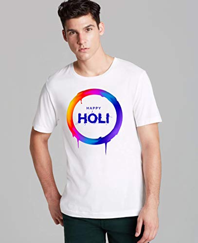 Image of DECOR PRODUCTION Men's /Women's Regular Fit -Colourful - Holi Tshirt Shirt for Men /Women Printed Round Neck Tshirt(Size-Large,pt4)