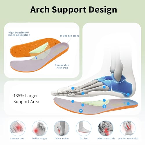 Wide Toe Box Shoes Women Arch Support Walking Sneakers Slip On Orthotic Shoes for Plantar Fasciitis Comfortable Tennis Sneakers White Size 9.53