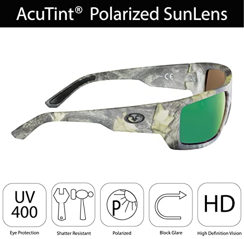 Flying Fisherman Sargasso Wrap Around Polarized Sunglasses, Matte Camo Frame/Amber-Green Mirror Lens, Medium4