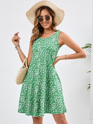 Image of Heymoments Women's Summer Sleeveless Crewneck Dresses Casual Loose Fitted Tank Sundress with Pockets