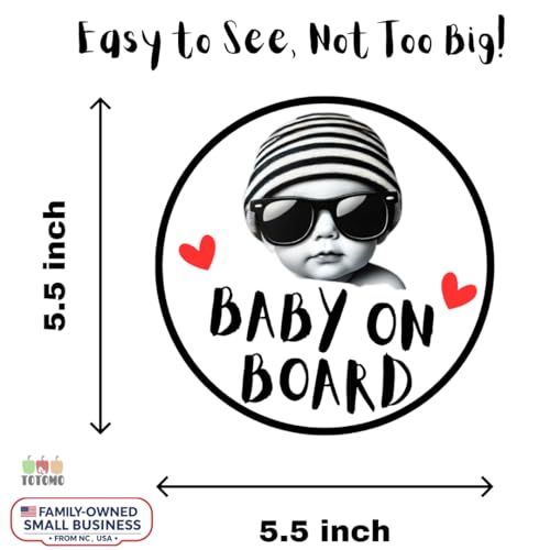 Image of TOTOMO Baby on Board Sticker for Car | My Boss Inside Sticker Set - Funny Car Decals, Cute Durable Vinyl Safety Signs for Windows, Bumpers, or Nursery Doors - Peel-and-Stick