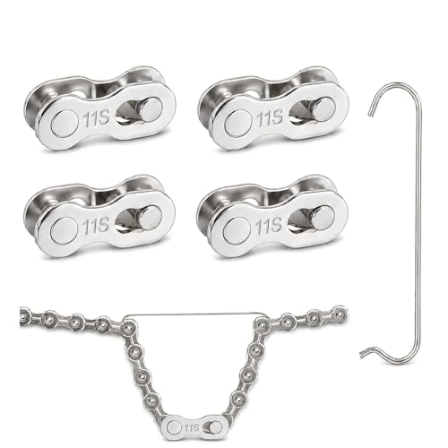 4 Pares de Eslabones Rápidos de Acero para Cadena de Bicicleta 11 Velocidades, Conectores Quick Link con Gancho de Cadena Inoxidable, Cierre Rápido para MTB, Carretera, Trekking y Reparación