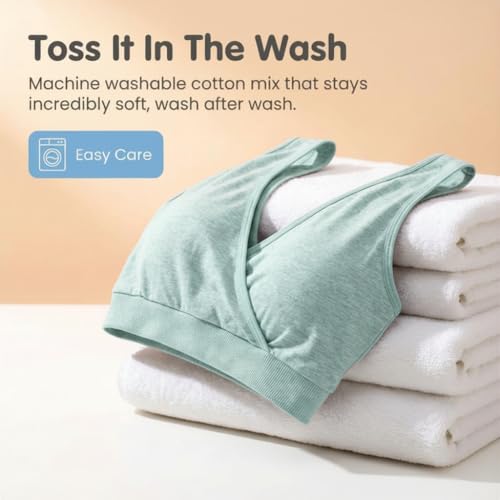 Image of The Mom Store Women's Cotton Maternity and Nursing Sleep Bra Sweat Resistant Convenient Feeding-Combo Pack