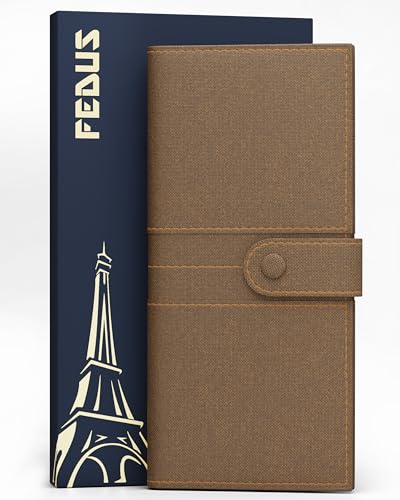 Image of FEDUS Leather Premium Long Currency Holder,Passport Holder for Unisex, Wallet with Card Holder,Id Card,Ticket,Currency,Boarding Pass Slots RFID Protected Travel Accessories Organiser,Brown