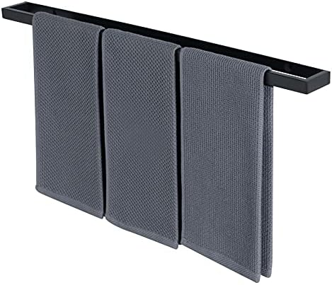 Sayayo Bathroom Towel Holder Hand Towel Ring Black Towel Rail SUS304 Stainless Steel 16-inch Wall Mounted, EGJF040-B