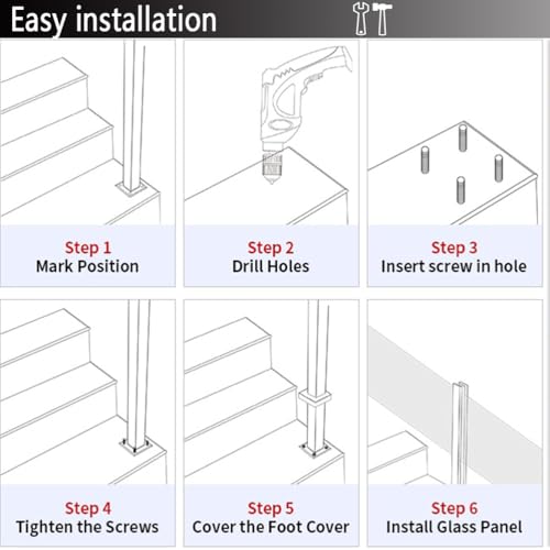 304 Stainless Steel Glass Railing Post with Spigot Slots - 41.3" Balustrade for Indoor & Outdoor Decks, Balconies, Staircases, Attics - Durable End Post Solution