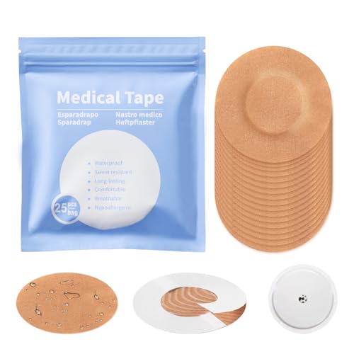 25 Parches Adhesivos para Freestyle Libre, Scettar Parches Impermeables para Sensores Freestyle Libre 1, 2 y 3 — Centro del Vendaje No Adhesivo, Protector Resistente al Agua, Dura 14 Días
