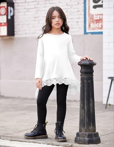 Image of Arshiner Girls Tunic Tops Casual Basic Loose Soft Swing Pullover Long Blouse T-Shirt Tee