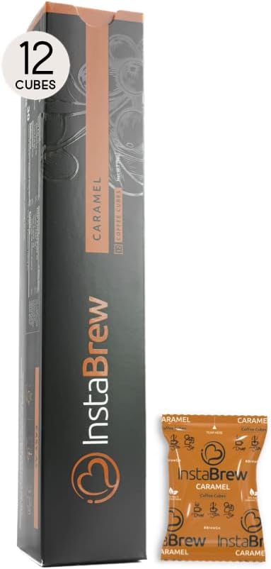 InstabrewCaramel Coffee Cubes - Hot or Iced, Lightly Sweetened, Individually Packaged, Convenient, On-the-Go, Sustainable Packaging (12 Count - Pack of 1)
