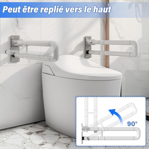 Barre de maintien douche 60cm pour sécuriser l'accès au bain des seniors