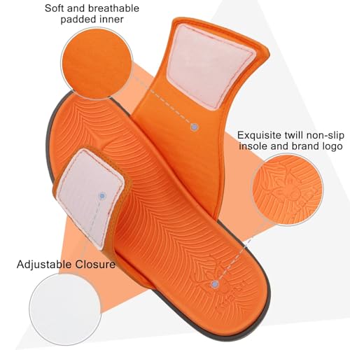 Image of KuaiLu Mens Atheletic Slides Wide Adjustable Arch Support Sport Sandals | Soft Cushioned Open Toe Summer Slippers for Plantar Fasciitis Slip On House Shoes Indoor Outdoor
