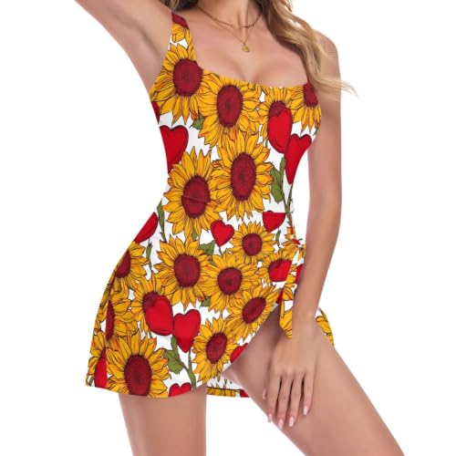Maillot de bain push-up amincissant galbant à motif tournesol