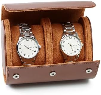 Watch Box for Men - Watch Roll Case 2 Slot Leather Watch Case Organizer with Removable Watch Pillows, Luxury PU Material Vintage Watch Display Case Storage for Watch (2 Slot Leather Watch Box)