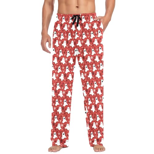 Mens Cotton Pajama Pants Sleep Lounge Pj Bottoms Sleepwear with Pockets Drawstring S Ghost