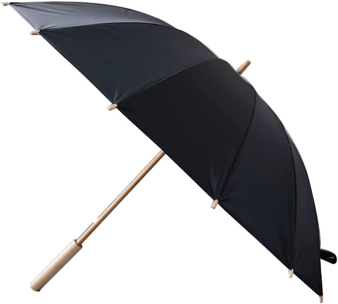 Portable Umbrella for Travel Chinese Style Umbrella Wooden Long Handle Umbrellas Windproof Strong Large Umbrella Golf Umbrella for Men and Women Umbrella Outdoor(A)