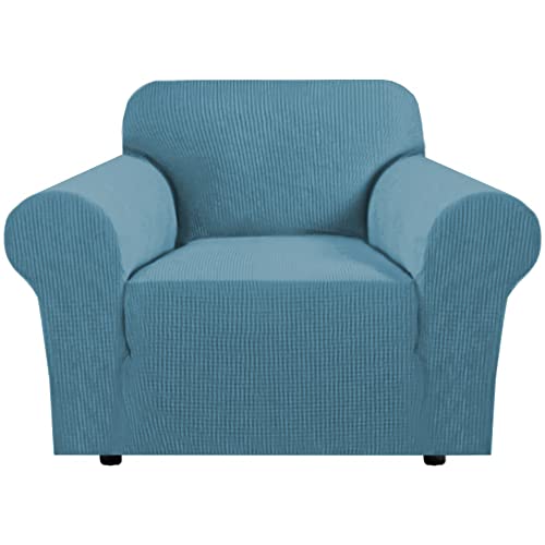 H.VERSAILTEX Armchair Cover High Stretch Sofa Slipcover 1 Piece Couch Covers for Sofa Durable Spandex Fabric Furniture Protector Non Skid Machine Washable(Armchair 31"-40", Storm Blue)