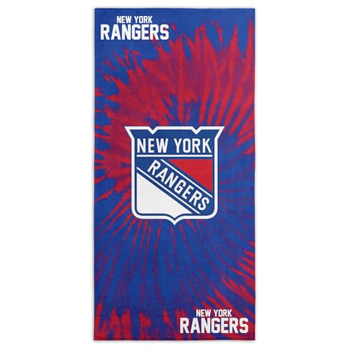 Northwest NHL New York Rangers Psychedelic Beach Towel, Cotton Polyester Blend Lightweight Bath, Pool, Swim, Travel Fan Gear, 30 x 60 Inch