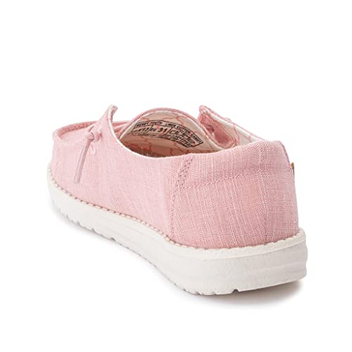 Image of Hey Dude Girl's Wendy Youth Linen Cotton Candy Size 2 | Girl's Shoes | Girl's Lace Up Loafers | Comfortable & Light-Weight