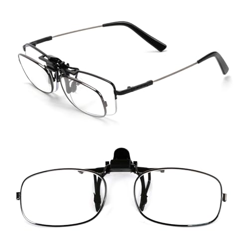 VANANA Clip On Rimmed Reading Glasses, Flip Up Magnifying Glasses, Metal full-Frame Magnifiers Lenses Readers for Men Women (Black Full Frame, 2.5, multiplier_x)