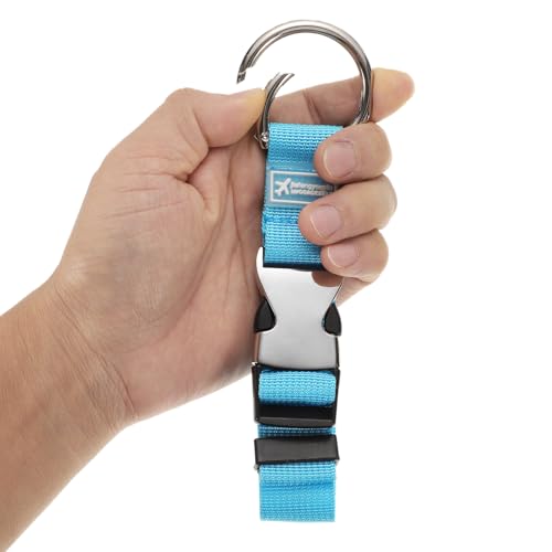 Image of HARFINGTON Luggage Straps Jacket Clips Strap Nylon Adjustable Suitcase Belt Baggage Backpack Connector Travel Accessories with Metal Buckle for Extra Bags Travel Attachment, Blue