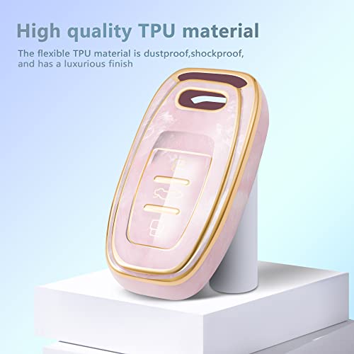 Sweetbond Key Fob Cover For Audi R8 Q5 Q7 S3 S4 S5 S6 S7 S8 Sq5 Rs5 Rs7 A4 A5 A6 A7 A8, Fashion Key Shell With Diamond Gold Keychain (Pink) #TOP5