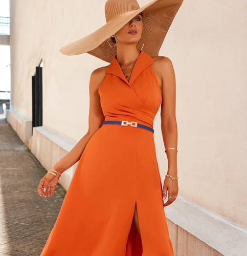 Initlove Women Skinny Leather Belt Thin Waist Belt for Dresses with Gold Buckle3