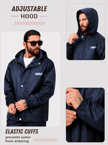 Image of Mens Raincoat Suit with Pant Set Vogueary Series | Waterproof Lightweight Breathable Rain Wear | Strong Stitching, Elastic Cuff & Waterproof Zipper Raincoat for men waterproof